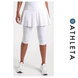 🤍NWTS-$90 ATHLETA A-Game 2-in-1 Skort XL Skort Shorts Skirt White Capri Skirt